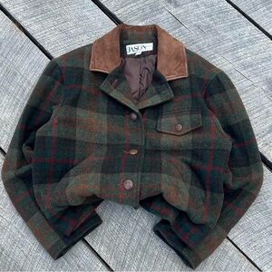 Jason Women's Plaid Wool Blazer - Green and Brown